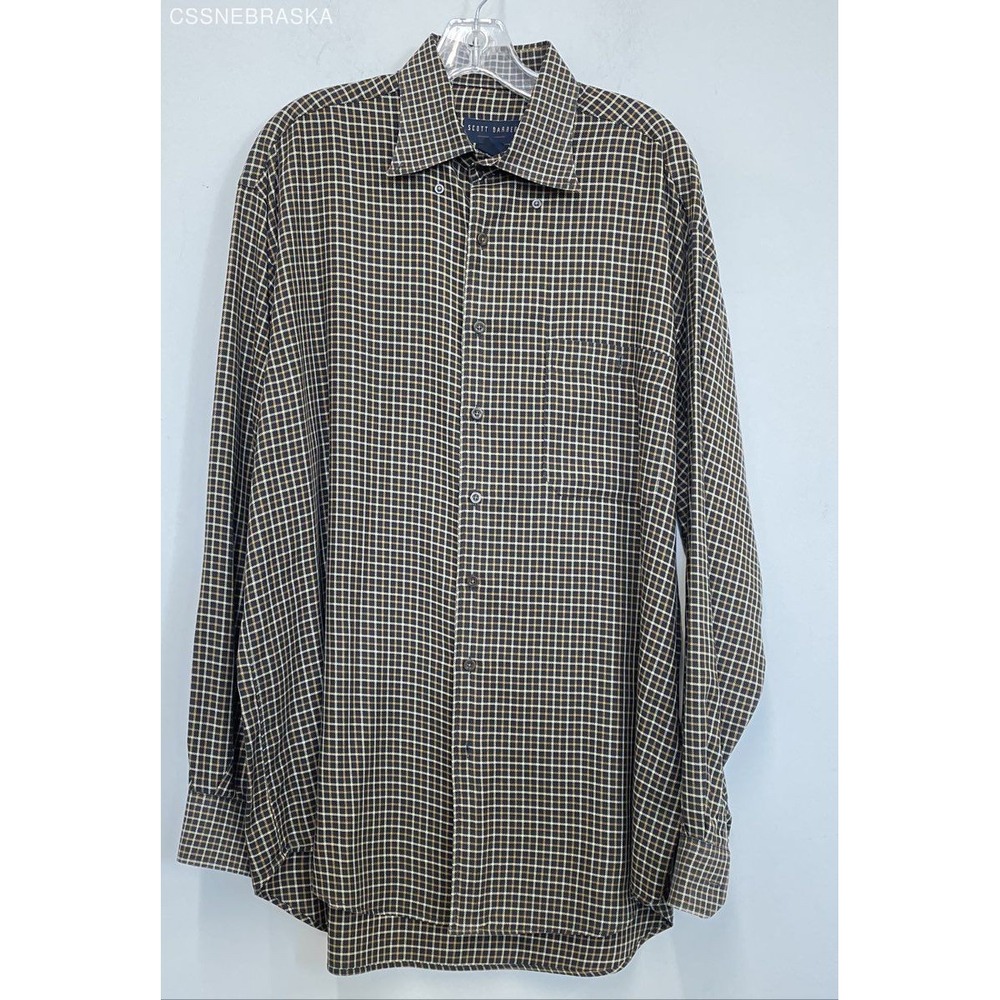Scott Barber Multi Shirt Mens Large Button Up Plaid Long Sleeve -‎ Size L